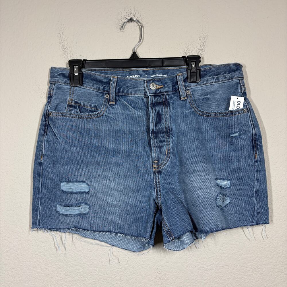 Old Navy 10 High Rise Slouchy Straight 3 Inch Darla Denim Shorts Button Fly